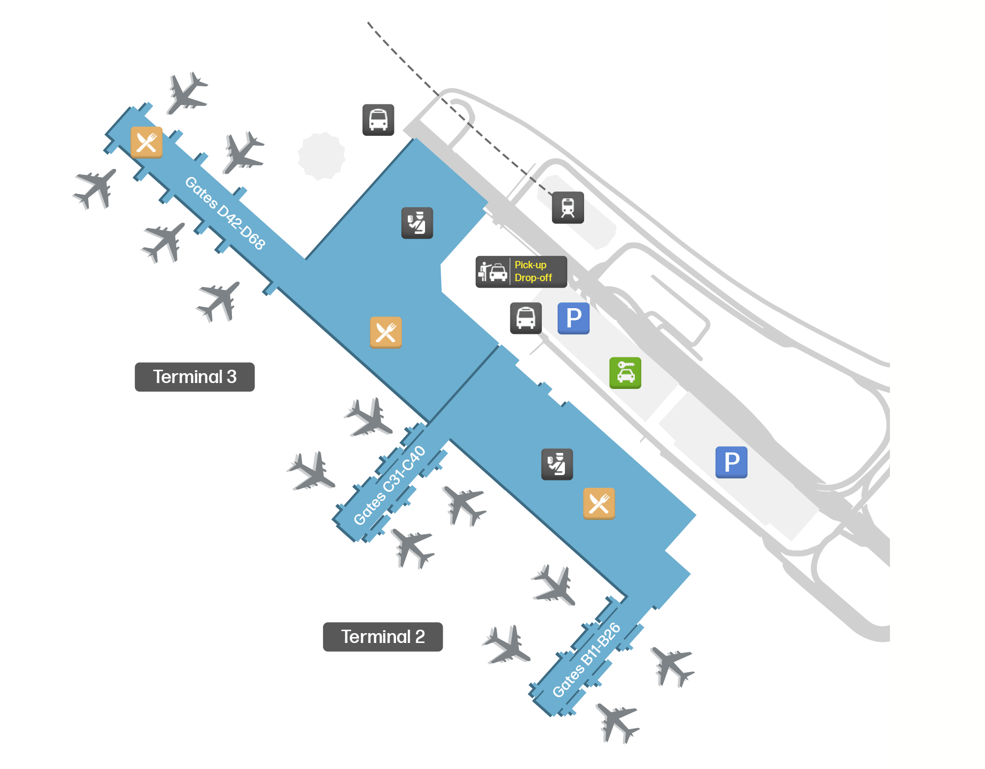 Málaga Airport – mapa letiska