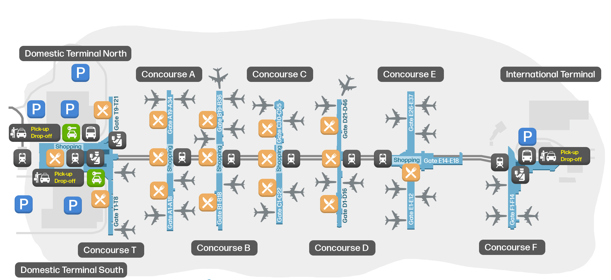 Hartsfield-Jackson Atlanta International Airport – mapa letiska