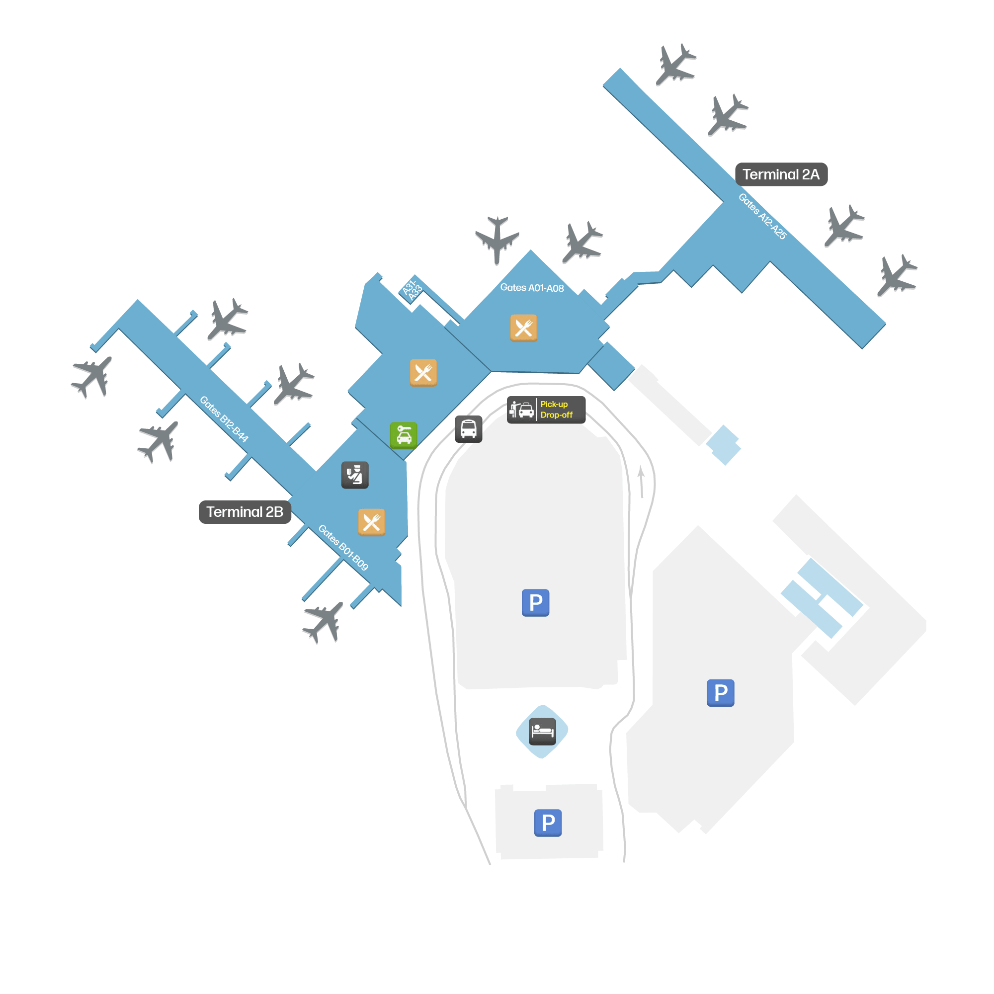 Ferihegy Airport – mapa letiska