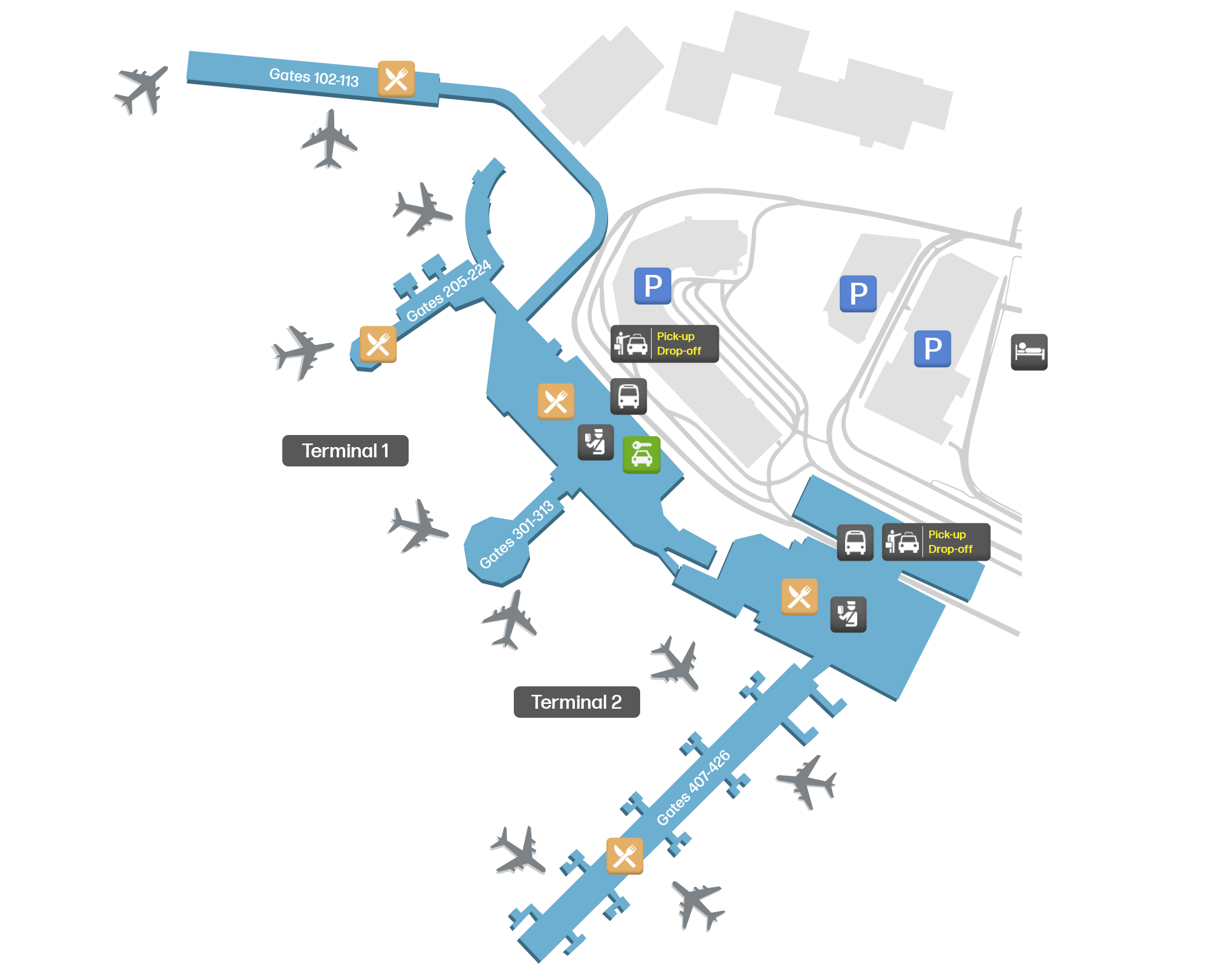 Letisko Dublin – mapa letiska