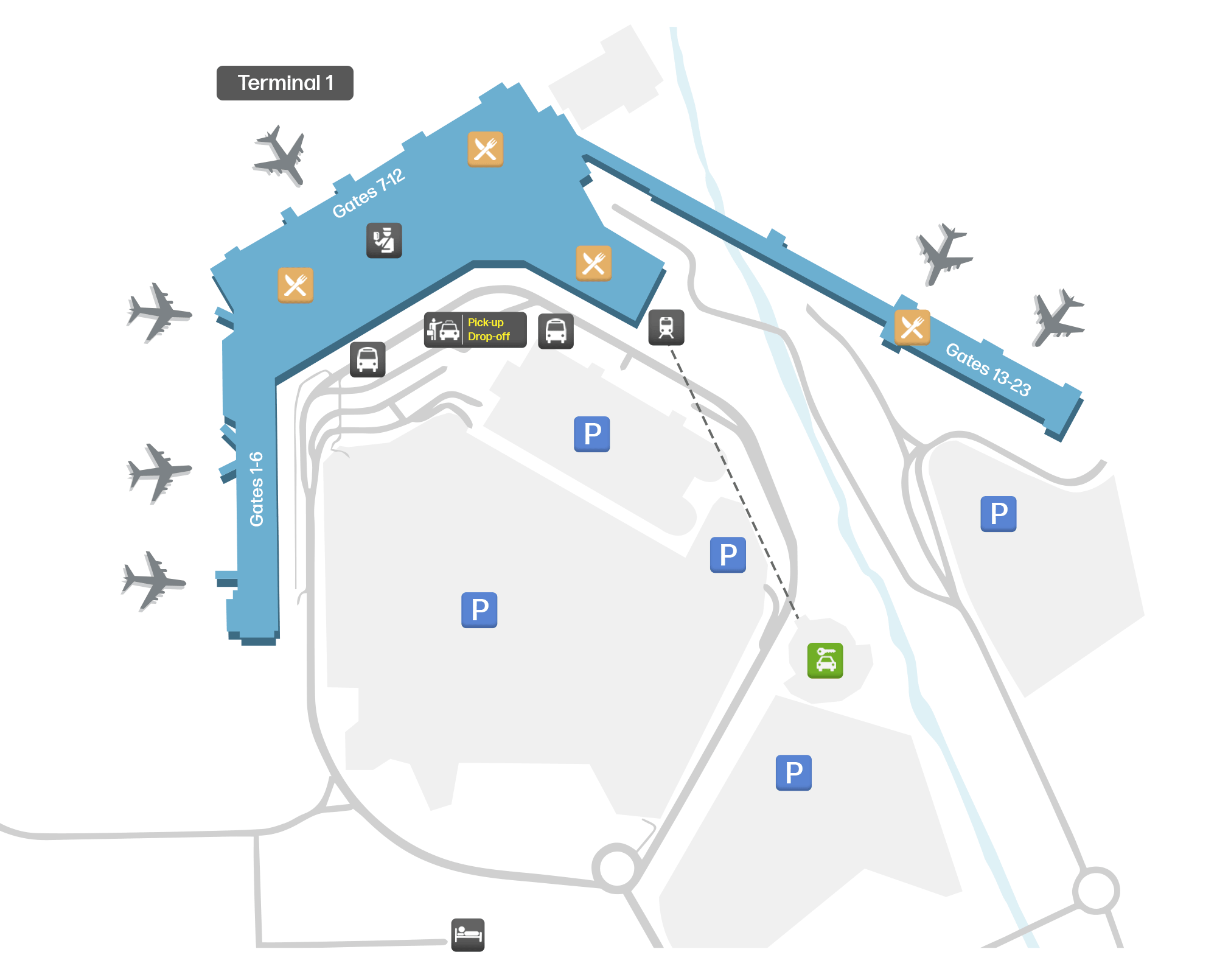 Edinburgh Airport – mapa letiska