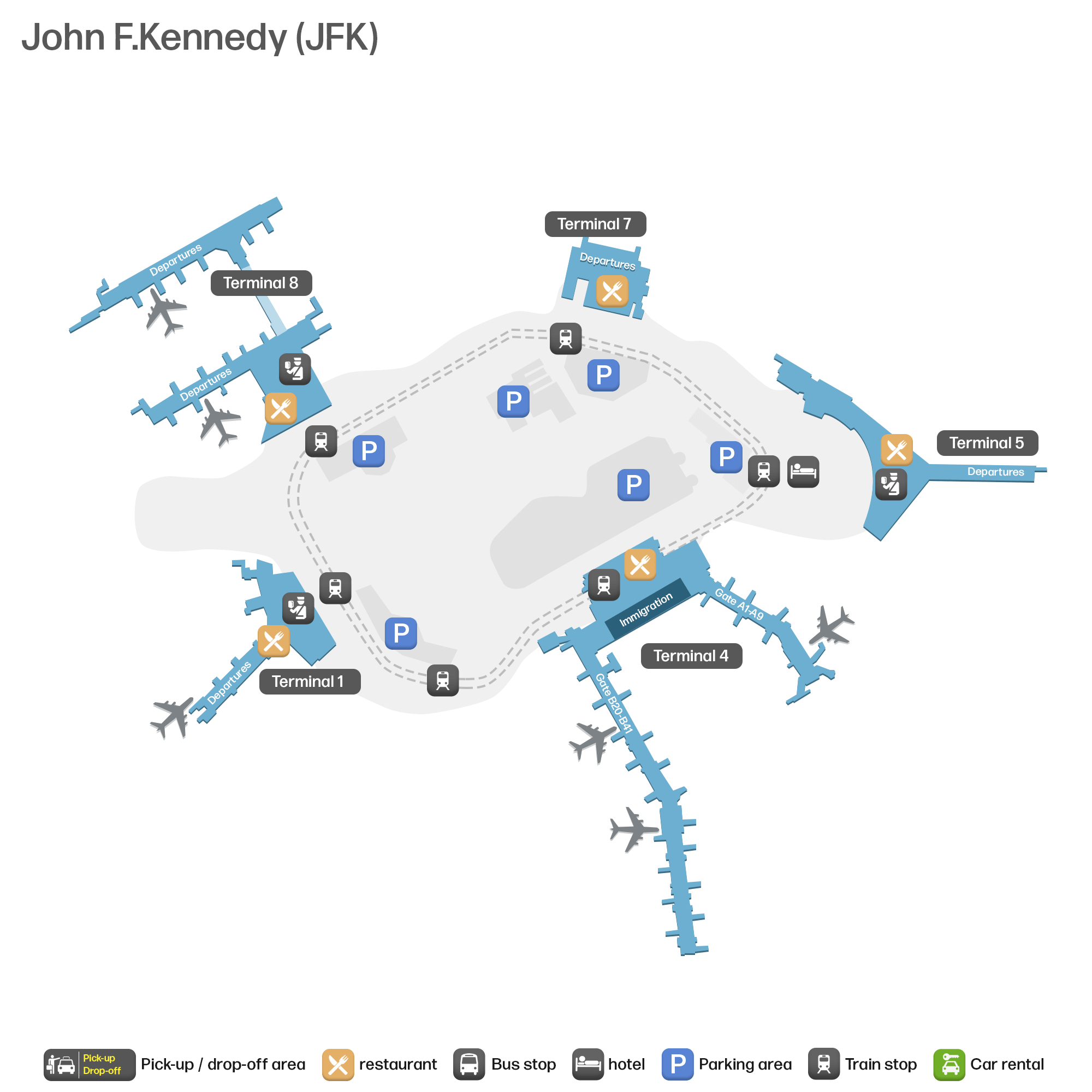 Letisko J.F.K – mapa letiska
