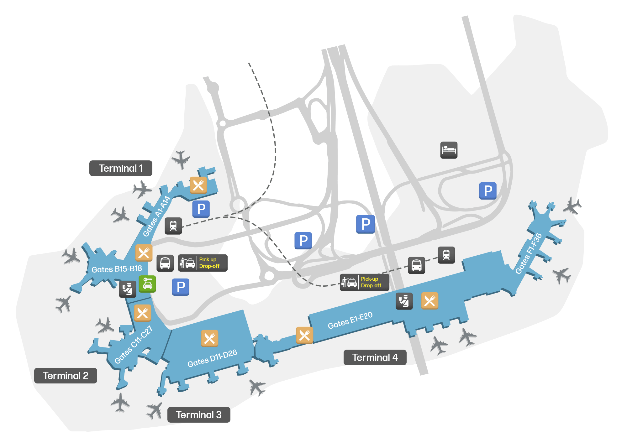 Letisko Paríž Orly – mapa letiska