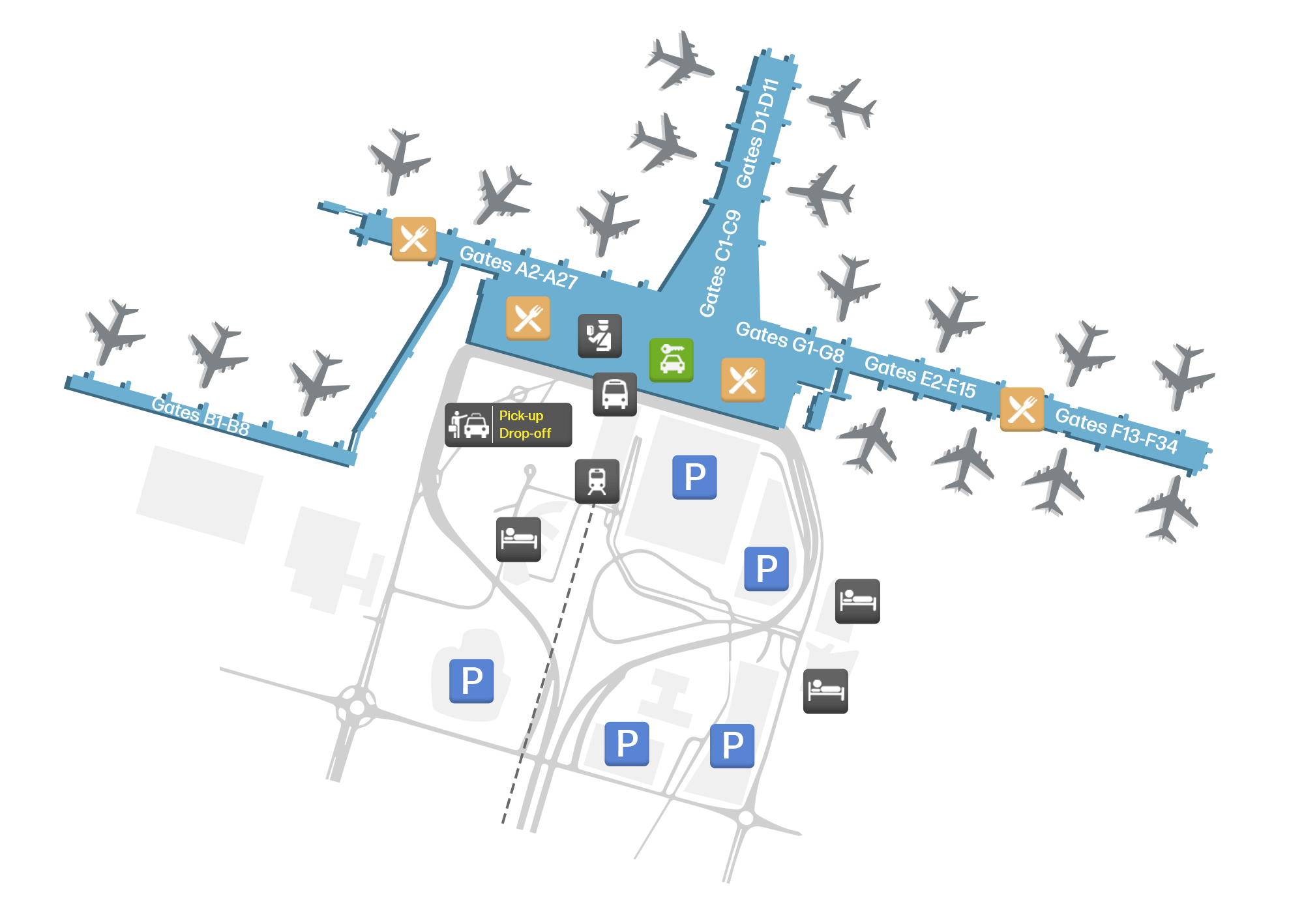 Letisko Oslo Gardermoen – mapa letiska