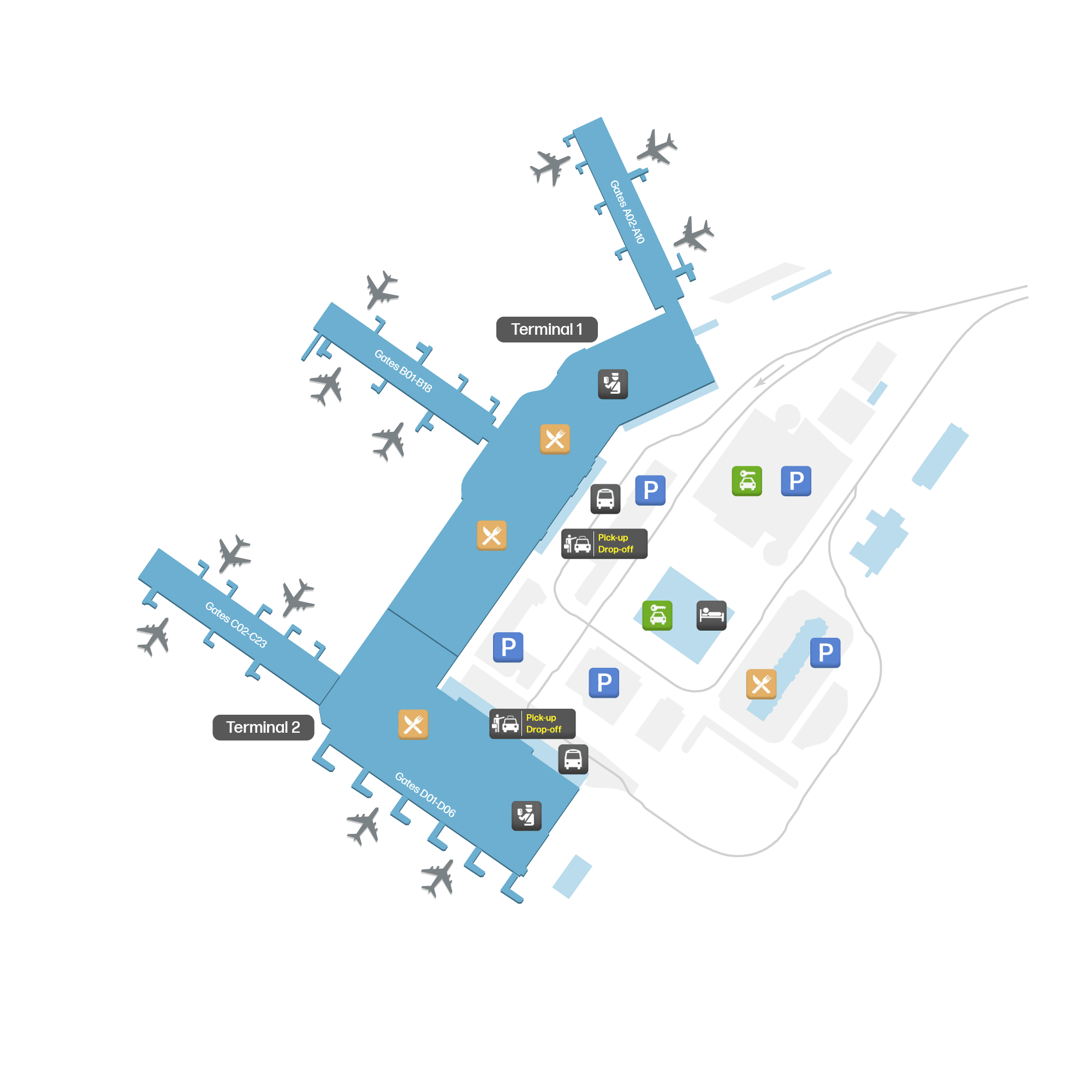 Letisko Praha Ruzyně – mapa letiska