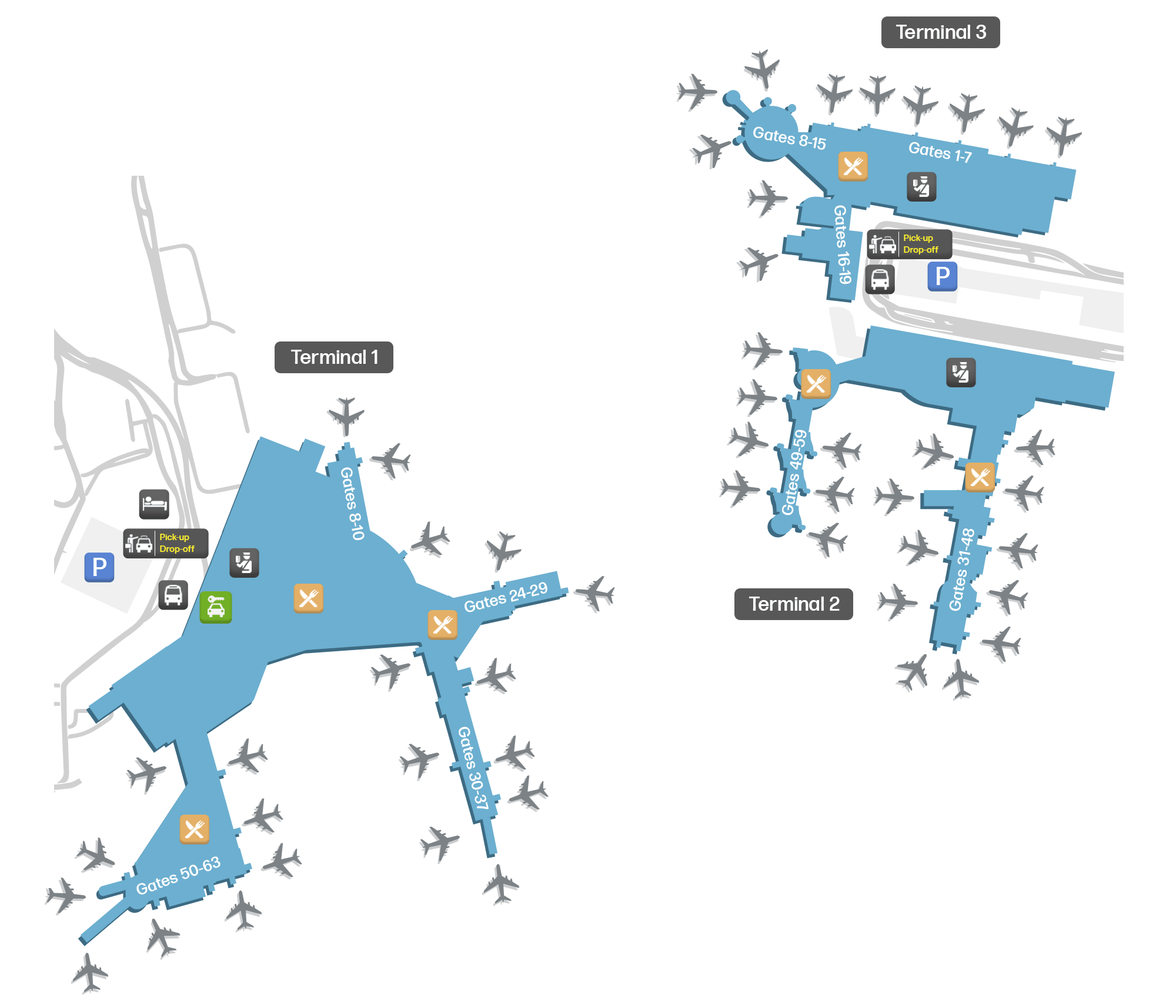 Sydney Airport – mapa letiska