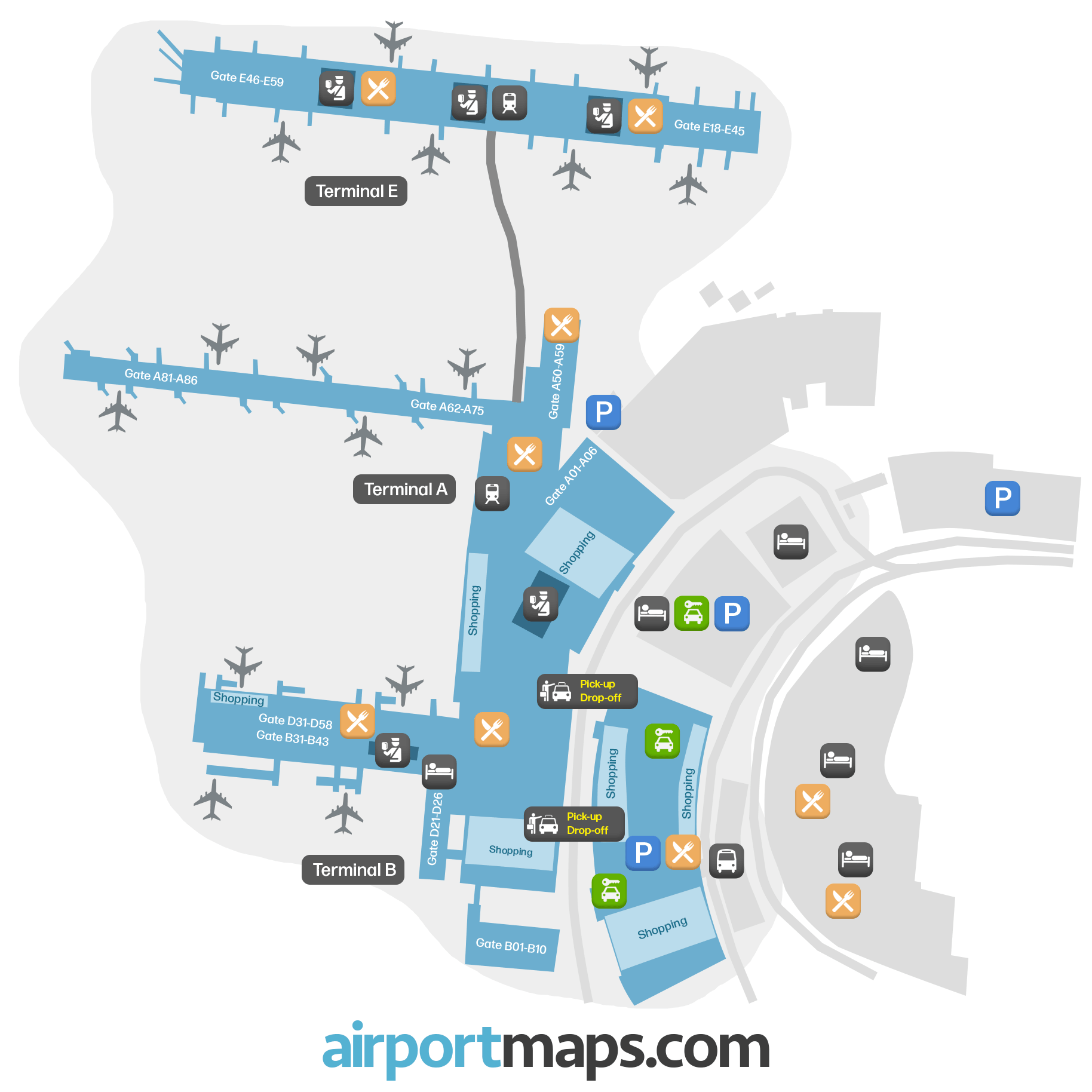 Zurich Airport – mapa letiska